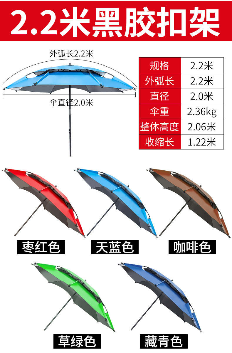 2.2米双层黑胶户外钓鱼广告伞 2.2米双层黑胶户外钓鱼广告伞